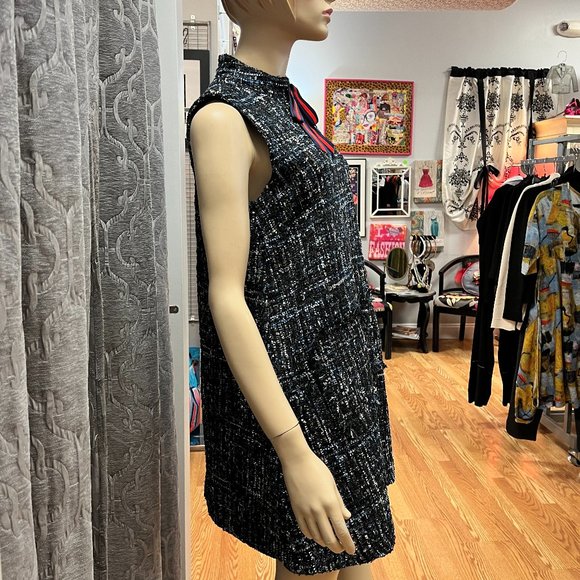 NWT Size M Navy Tweed Boucle Gracia Dress - Picture 2 of 3